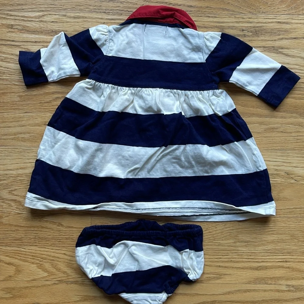 Ralph Lauren Blue and White Diaper Covers Nautical Stripes